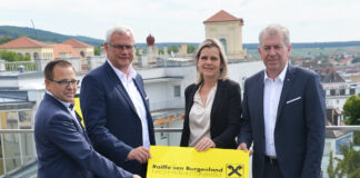 Andreas Wirth, Thomas Steiner, Eva Fugger und Erwin Tinhof präsentieren die neue Nachhaltigkeitsinitiative.