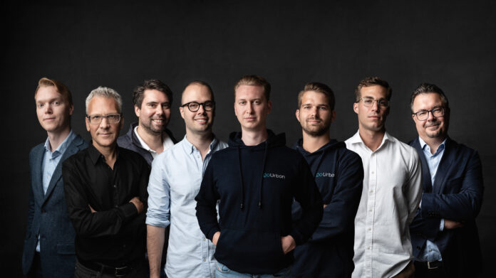 Die Gründer von goUrban mit ihren neuen Investoren: Peter Bachinger (aws Gründerfonds), Christoph Haimberger (aws Gründerfonds), Georg Ioannidis (Uniqa Ventures), Nikolaus Wrabetz (Uniqa Ventures), CEO Jonathan Gleixner, Bojan Jukic (goUrban), Krisztian Gyepes (Elevator Ventures) und Thomas Muchar (Elevator Ventures).