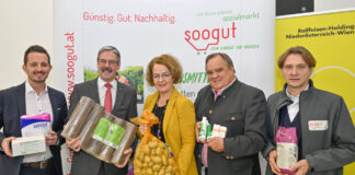 Stefan Ringhofer (Lohmann & Rauscher), Erwin Hameseder, Christiane Teschl-Hofmeister, Wolfgang Stix (Styx Naturcosmetic) und Wolfgang Brillmann (ARGE Soziale Lebensmittelgrundversorgung)