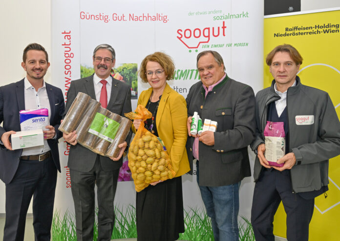 Stefan Ringhofer (Lohmann & Rauscher), Erwin Hameseder, Christiane Teschl-Hofmeister, Wolfgang Stix (Styx Naturcosmetic) und Wolfgang Brillmann (ARGE Soziale Lebensmittelgrundversorgung)