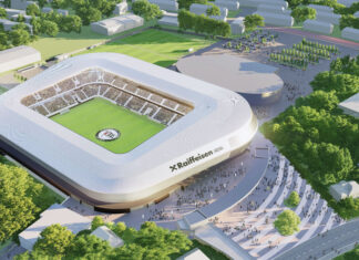 Rendering: Die Raiffeisen Arena aus der Vogelperspektive