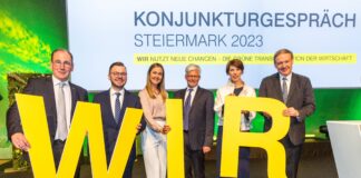 Gruppenfoto: Martin Schaller, Ewald-Marco Münzer, Marina Opferkuch, Josef Hainzl (RLB-Aufsichtsratspräsident), Ariane Pfleger und Christian Helmenstein.