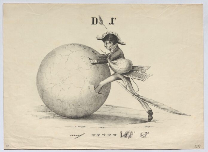 „Metternich und die Weltkugel“, ein satirischer Vergleich Metternichs mit Napoleon