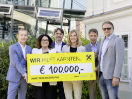 Manfred Wilhelmer, Elisabeth Scheucher-Pichler, Gert Spanz, Astrid Körner, Georg Messner und Christian Eile freuen sich über die Hilfe.