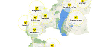 Eine Karte mit den Energiegenossenschaften im Burgenland