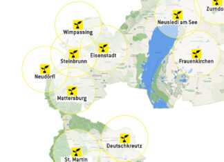 Eine Karte mit den Energiegenossenschaften im Burgenland