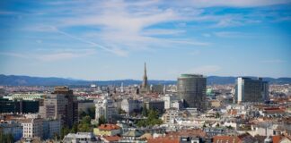 Wien von oben mit Blick auf den Stephansdom