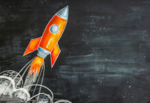 Eine abhebende Rakete als Symbolbild für Start-up