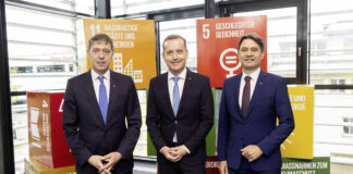 Georg Messner, Manfred Wilhelmer und Gert Spanz berichten über die Ergebnisse des vergangenen Geschäftsjahrs.