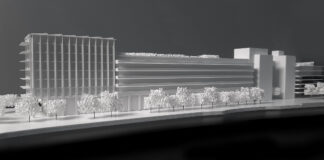 Das Siegerprojekt von Chartier Dalix & Riepl Riepl für den Neubau des Raiffeisenverbandes Salzburg in Salzburg-Itzling.