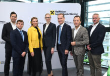 Reges Interesse herrschte am traditionellen Business Frühstück: Johannes Pöschl (Notariat Stein), Gunter Deuber, Karina Winkler (Kurzentrum Therme Warmbad Villach) Katharina Haiden-Fill (Notariat MBL), Manfred Wilhelmer, Hubert Schenk (Unser Lagerhaus) und Bertram Ziegenfuss (Wietersdorfer)