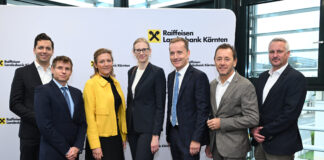 Reges Interesse herrschte am traditionellen Business Frühstück: Johannes Pöschl (Notariat Stein), Gunter Deuber, Karina Winkler (Kurzentrum Therme Warmbad Villach) Katharina Haiden-Fill (Notariat MBL), Manfred Wilhelmer, Hubert Schenk (Unser Lagerhaus) und Bertram Ziegenfuss (Wietersdorfer)