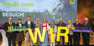 Sie sehen großes Potenzial in der Kreislaufwirtschaft: Martin Schaller, Ariane Pfleger (RLB Stmk), Peter Kargl (EY-Parthenon), Karin Huber-Heim, Verena Ehold (Umweltbundesamt), Doris Bock (Waste2energy), Alexander Pinter (Holzcluster Steiermark), Katrin Hohensinner-Häupl, Florian Stryeck (RLB Stmk) und Josef Hainzl (AR-Vorsitzender der RLB Stmk)