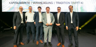 Karl Ponweiser (Leiter Wertpapiere RLB Burgenland), Leopold Quell, Valentin Hofstätter, Rudolf Könighofer, Rudolf Suttner (Vorstand RLB Burgenland) und Philipp Arnold (Vertriebsleiter Raiffeisen Zertifikate)