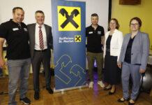 Manfred Pranger, Harald Maier, Reinfried Herbst, Manuela Heidlmayer und Vorstandsassistentin Sandra Mezei bei der Generalversammlung
