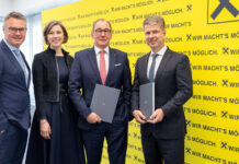 RLB Steiermark Vorstabnd präsentiert die Bilanz 2024: Rainer Stelzer, Ariane Pfleger, Martin Schaller und Florian Stryeck
