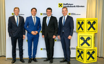 Präsentierten die Meilensteine 2024 der RLB Kärnten: Die beiden Vorstandsmitglieder Georg Messner und Gert Spanz, AR-Präsident Gerhard Oswald und Vorstandssprecher Manfred Wilhelmer