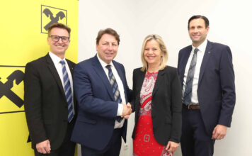 RLB Burgenland Vorstand: Rudolf Suttner, Rudolf Könighofer, Eva Fugger und Matthias Trost
