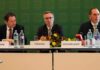 Landwirtschaftsminister Norbert Totschnig, Bauernbund-Präsident Georg Strasser und LKÖ-Präsident Josef Moosbrugger am Podium