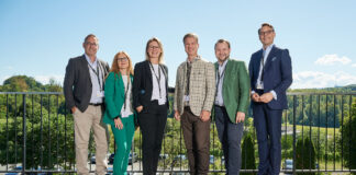 Dieter Aigner (GF Raiffeisen KAG), Karin Kunrath (CIO Raiffeisen KAG), Gabriele Kinast (Vorständin RLB Tirol), Florian Stryeck (Vorstand RLB Steiermark), Hannes Cizek (CEO Raiffeisen KAG) und Jens-David Lehnen (Leiter Institutionelles Geschäft Raiffeisen KAG