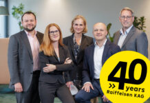 Führungsteam von Raiffeisen Capital Management: Hannes Cizek (Geschäftsführer, CEO), Karin Kunrath (CIO), Barbara Graf-Büchl (Geschäftsführerin der Raiffeisen Immobilien KAG), Michal Kustra (Geschäftsführer) und Dieter Aigner (Geschäftsführer, CSIO)