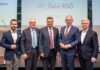 Mark Thorben Hofmann, KSÖ-Vizepräsident Christian Domany, Innenminister a.D. und KSÖ-Vizepräsident Karl Schlögl, Innenminister Gerhard Karner und KSÖ-Präsident Michael Höllerer feierten gemeinsam das 50-jährige Bestehen.