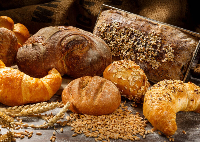 Brot Auswahl mit Korn und Ähren Verschiedene Brot- und Gebäckprodukte