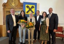 Vorstand Bernhard Sommerauer, Monika Köppl-Turyna, Elisabeth Stadler, Vorstand Winfried Schönberger, Vorständin Michaela Anzinger und Horst Berghammer, Leiter Private Banking und KMU-Betreuung