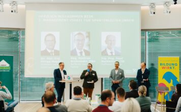 Markus Eisl, Philipp Magdits (Geschäftsführer LH Südburgenland), Matthias Breiteneder und Josef Buchleitner (Geschäftsleiter Raiffeisen Campus)