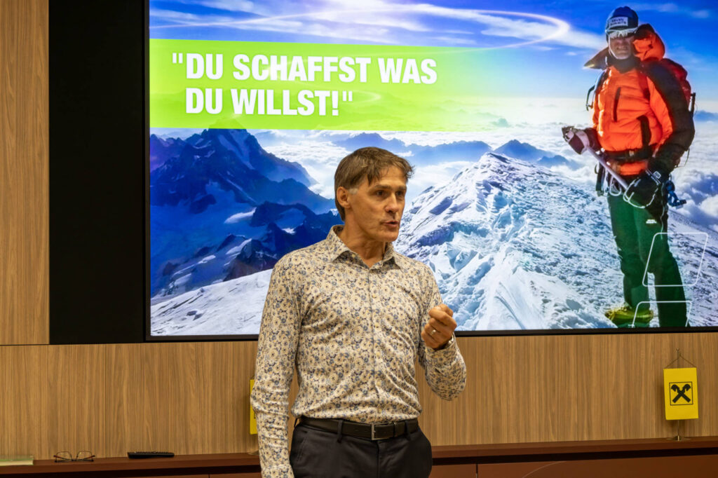 Wolfgang Fasching berichtete von seinen Erfahrungen als Extremsportler und zog Parallelen zum Genossenschaftswesen.