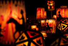 Verschiedene leuchtende Laternen