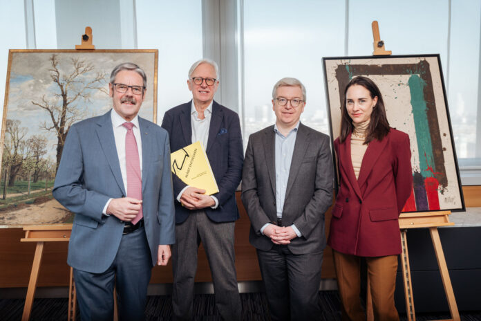 Erwin Hameseder und Michael Höllerer mit den Kunstexperten Carl Aigner und Lisa Kandlhofer, die die Sammlung weiterentwickeln werden.