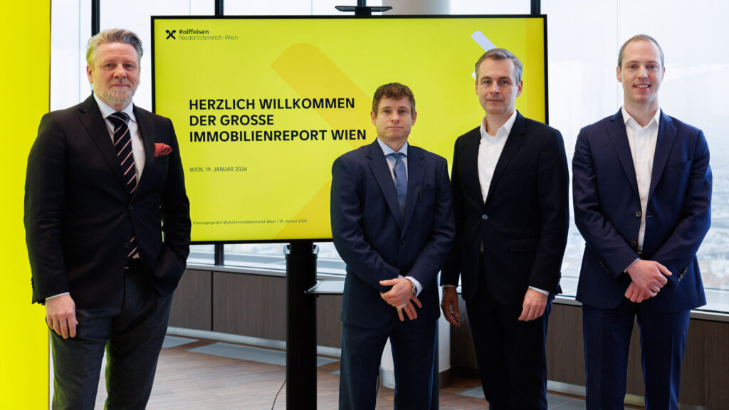 Peter Weinberger, Gunter Deuber, Martin Hauer und Matthias Reith analysierten die Trends am Wiener Wohnimmobilienmarkt.