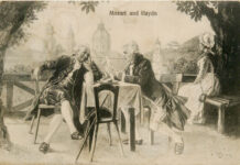 Alte Zeichnung von Mozart und Haydn