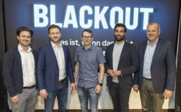 Sebastian Leopold (Raiffeisen Energy Ventures), Christoph Mühlbachler (RBR St. Pölten), Daniel Asch-Goiser (HTL St. Pölten), Ehsan Zadmard (Alveri) und Geschäftsleiter Thomas Schauer