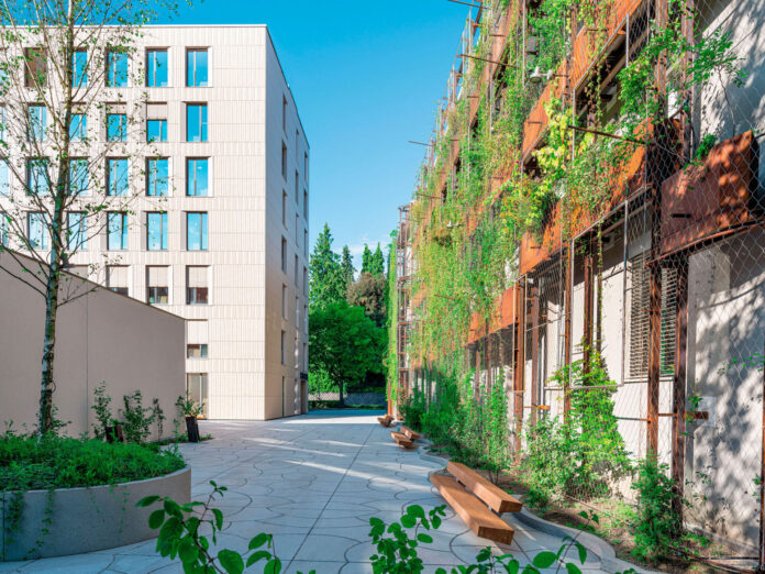 Haus mit Fassadenbegrünung