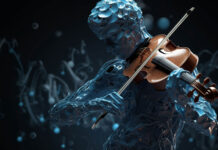 Symbolbild für KI-Kunst: Ein Roboter spielt Geige