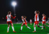 Bernd Winkler: „Man kann nur im Team glänzen“ INNSBRUCK, AUSTRIA - NOVEMBER 14: Sara Grabovac, Vina Crnoja and Emelie Kobler of FC Red Bull Salzburg Women celebrating a goal during the second round OEFB Frauen Cup cup match between FC Wacker Innsbruck Women vs. FC Red Bull Salzburg Women on November 14, 2025 in Innsbruck, Austria. Photo by Fabian Weirather - FC Red Bull Salzburg Women.