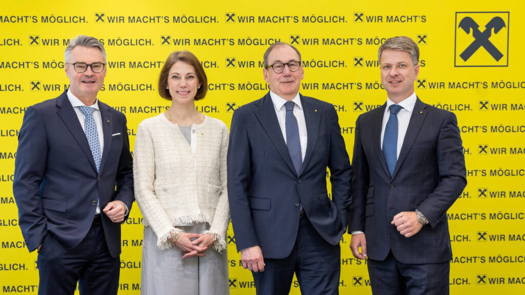 RLB Steiermark Vorstand:  Rainer Stelzer, Ariane Pfleger, Martin Schaller und Florian Stryeck