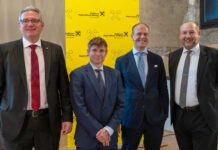 Geschäftsleiter Thomas Schantz, Gunter Deuber (Raiffeisen Research), Ronald-Peter Stöferle (Incrementum AG) und Private-Banking-Leiter Martin Hacksteiner