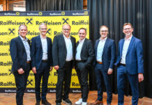 Verbandsrevisor Dietmar Müller, Vorstand Walter Sternath, Aufsichtsratsvorsitzender Elmar Rhomberg, Aufsichtsratsvorsitzender-Stv. Andreas Ascherl sowie die Vorstände Gernot Uecker und Hubert Gieselbrecht