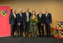 Obmann Hermann Kuenz, Verbandsdirektor Alexander Büchel, Obmann-Stv. Othmar Schober, Doris Haidlen-Birnbaumer (Funktionärinnen-Beirat), Obmann-Stv. Martin Lorenz und Verbandsdirektor Edwin Grubert