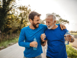 Two men exercising outdoors