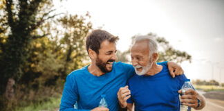 Two men exercising outdoors