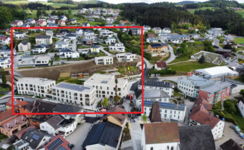 Drohnenfoto vom Weitblick-Areal mit Markierung