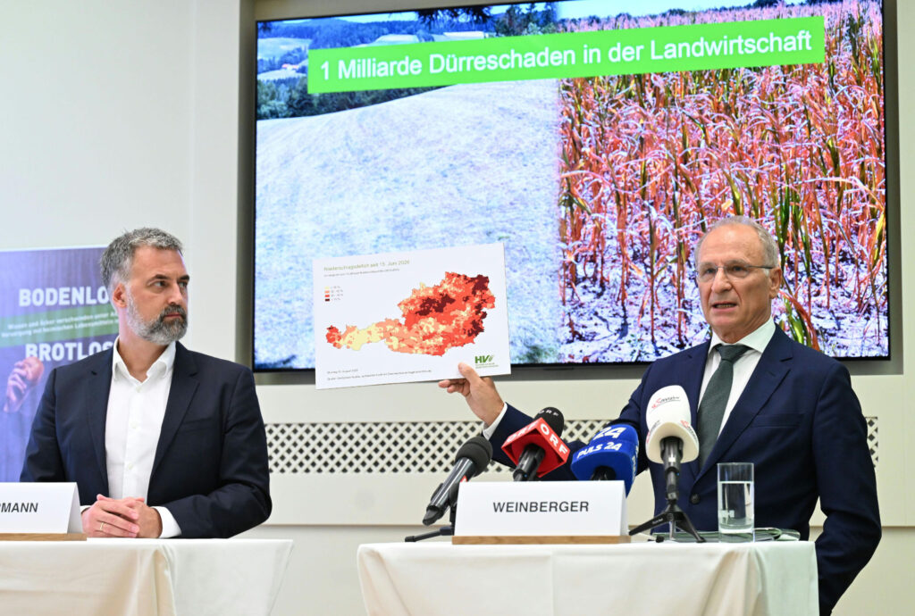 Komplexitätsforscher Anders Levermann und der Generaldirektor der Hagelversicherung, Kurt Weinberger © APA/HELMUT FOHRINGER