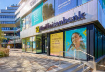 Raiffeisen eröffnet Filiale im Wiener Althan Quartier Die neue Filiale von außen