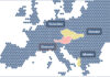 RBI und Bitpanda erweitern Partnerschaft GRafische Darstellung Europa-Landakrte mit Österreich, tschechien, Slowakei und Albanien hervorgehoben