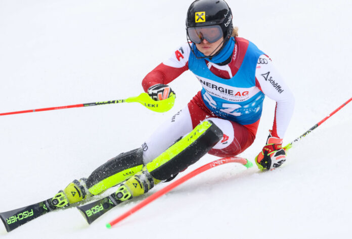 SPITAL AM PYHRN,AUSTRIA,26.MAR.23 - ALPINE SKIING - Austrian National Championships, slalom, men. Image shows Adrian Dion Tschach (AUT).