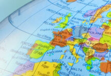 Globus mit Blick auf den Ausschnitt mit Europa